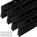 Door Sweep Brush Aluminum, 1 x 48 Inch, Black, 4 Set|Aluminum with Screws for Exterior and Garage Doors, Blocks Dust Debris Insects, Draft Stopper