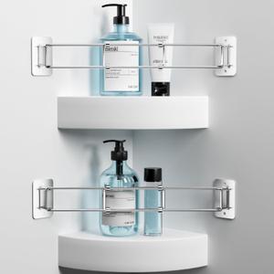 2 Pack RV Corner Rod, Camper Shelf Bar, 713 Inches Adjustable Bathroom Organizer, Stainless RV Wall Accessories