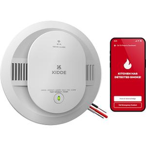 Kidde Hardwired Kidde App Enabled Smart Smoke Detector with AA Backup Battery, Interconnected Alarm