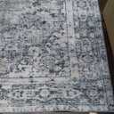 Joydeco 8x10 Area Rugs for Living Room, Non Slip Machine Washable Vintage Rug, Low Pile Chenille Print Rugs for Bedroom, Dining Room, Home Office, Pet & Child Friendly, Light Grey