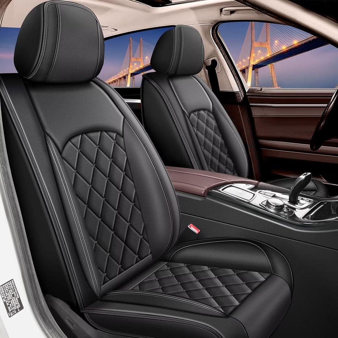 Custom Fit Chevy Colorado Seat Covers 2015-2026 Full Set, Weekend Adventure Ready, Premium Truck Interior Style, Faux Leather with All Weather Protection & Airbag Compatible (5 Seats, Black)
