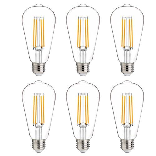 FLSNT 100W Equivalent LED Edison Bulbs, ST19/ST58 Dimmable LED Light Bulbs for Dining Room, Kitchen, High Brightness with 1000LM, 2700K Soft White, 8W, E26 Base, 4Pack