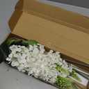 IPOPU 8PCS White Snapdragon Artificial Flowers Delphinium Artificial Silk Flowers Long Stem Hyacinth Fake Flowers for Wedding Home Outdoor Party Floral Arrangement Centerpiece Table Decoration (White)
