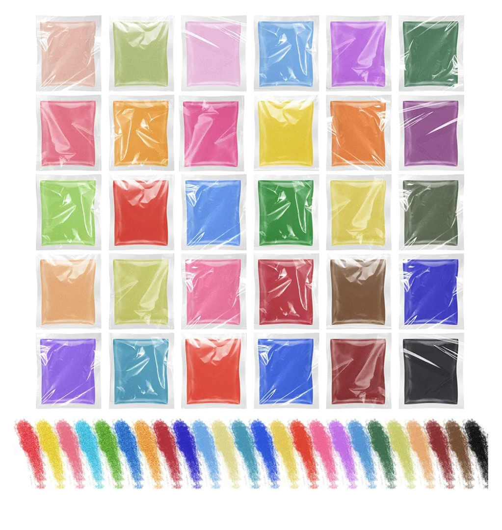 Wettarn 30 Pcs 23.8 Pound Colored Sand for Crafts 12.7 oz Each Colored Art Sand Kit for DIY Wedding Decorations Vase Fillers Art RafilliSupplementary Sand Art Pictures