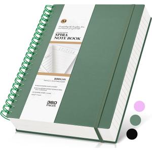 Spira Notebook Journal College Ruled 8.5''x 11'', 360 Pages Lined Thick Journals for Women Men, A4 Large Spiral Notebooks with 100GSM Paper, Spiral Journaling for Writing Work, School Green