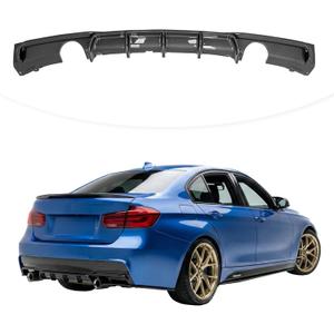 Rear Diffuser Compatible with 2012-2018 BMW 3 Series F30 F35 328i M-Performance Style Rear Bumper Lower Lip Diffuser Double Exhausts One Outlet (Carbon Look)