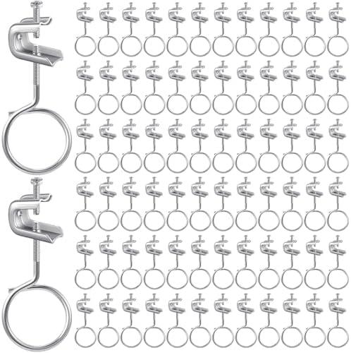 Hicarer 100 Set 1/4" x 20 Beam Clamp Steel Small C Clamps with Screws Metal Machine Threaded Bridle Rings Cable Ring Hangers for Pipe, Can Withstand 75 Lbs (2 Inch Bridle Rings)