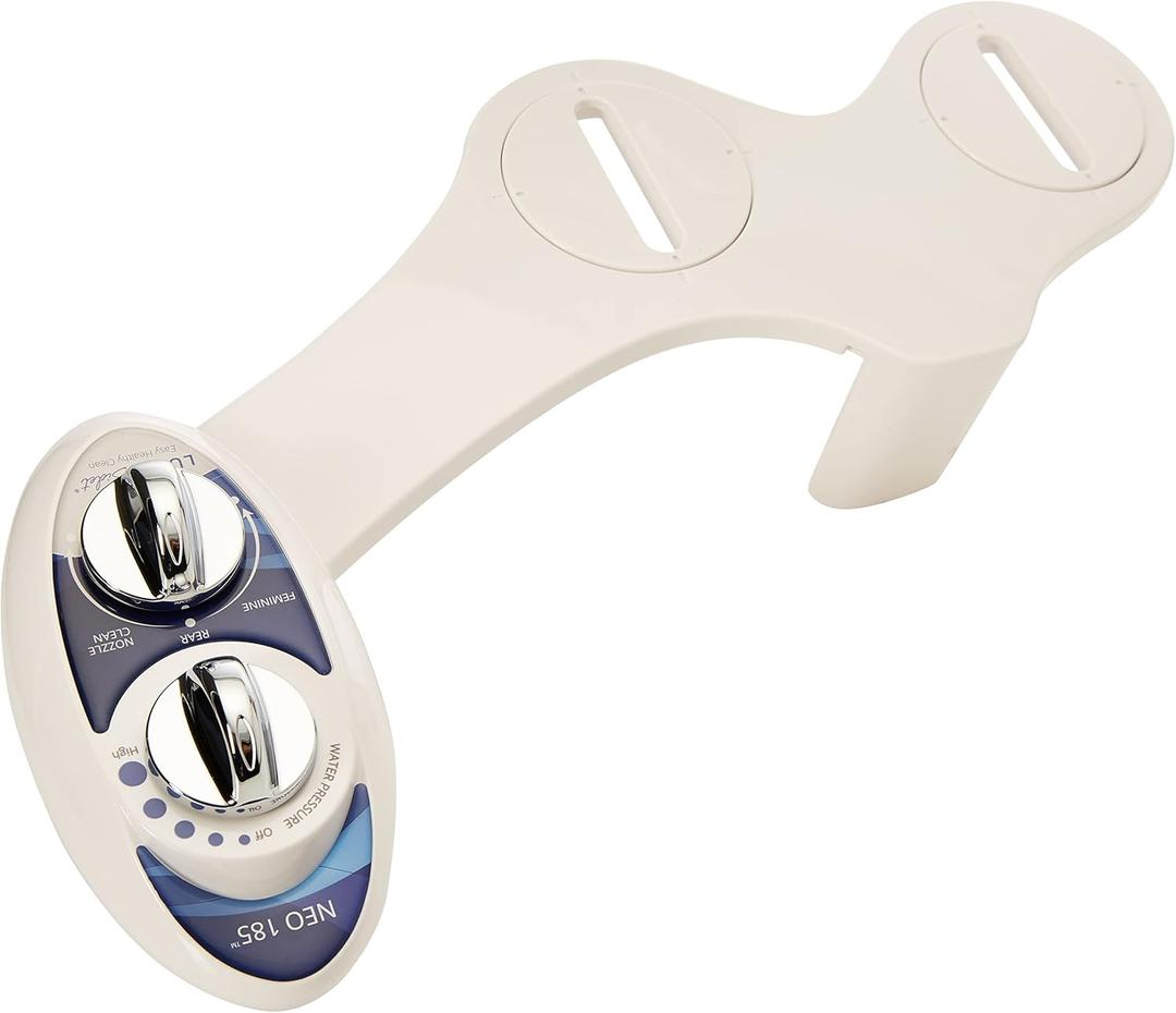 LUXE Bidet NEO 185 - Self-Cleaning, Dual Nozzle, Non-Electric Bidet Attachment for Toilet Seat, Adjustable Water Pressure, Rear and Feminine Wash (Blue)