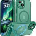 Magnetic Compatible with iPhone 15 Case, [Built-in Invisible Kickstand][Compatible with MagSafe][Full Camera Protection] Translucent Matte Phone Case for iPhone 15 6.1" Cyan (Blue Green)