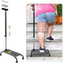 Stair Climbing Cane Lifts for Seniors Half Step Climbing Aid Walker Elevator Stairs Assist Elderly Standing Helper 4 Prong Large Base Quad Walking Sticks Adjustable Stability Balance Devices, 12 X 6 X 29.5-38.5inch