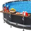 Pool Bar for Above Ground Pool Accessories with 47×11in Tabletop Side Table Swim Up Bar Above Ground Accessories Deck for Drinks & Snacks, Fits 3.7" Top Rail