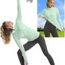 FKEEP Women's Sun Shirts Long Sleeve Athletic Jackets UPF 50+ Top with Thumb Holes Quick Dry for Golf Tennis Hiking (Green, XS)