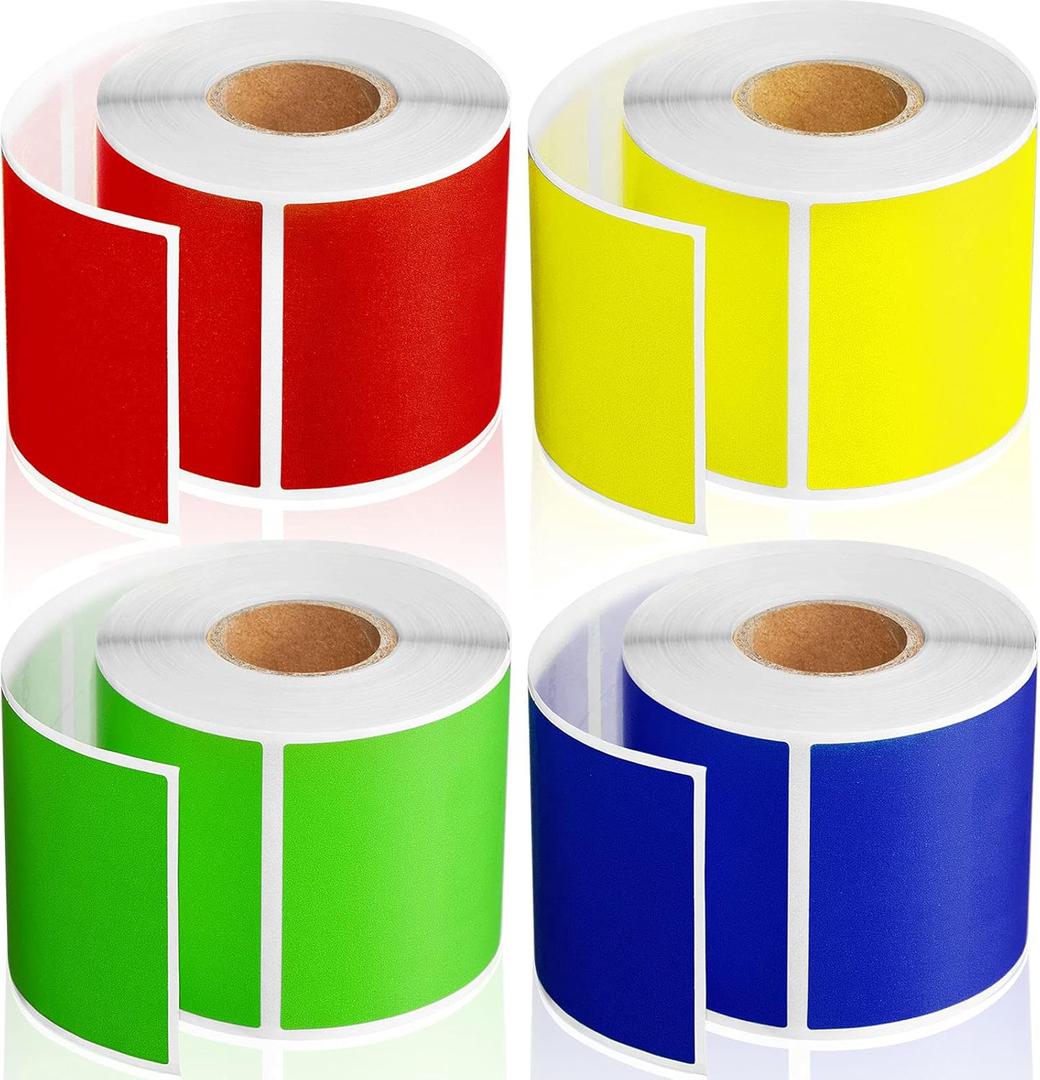 Marspark Colored Labels Stickers 3 x 2 Inch Rectangular Color Coding Labels Stickers Assorted Colors Tags for Inventory Organize File Classification(3 x 2 Inch,Red, Yellow, Green and Blue)