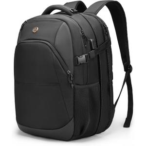 Swissdigital Design Travel Laptop Backpack, 35L Expandable Large College Laptops Backpack with USB Charging Port for Men and Women Fits 17 Inch Notebook, Black | SD1671-01