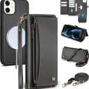 Wallet Case for iPhone 12/12 Pro with Card Holder/Crossbody Wallet/Strap| RFID Blocking | Magnetic | Kickstand | Detachable | PU Leather Phone Case for iPhone 12/12 Pro,6.1 in,Black