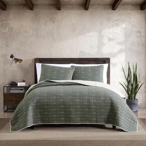 Eddie Bauer - Twin Quilt Set, Reversible Cotton Bedding with Matching Sham, Lightweight Home Decor for All Seasons (Troutdale Green, Twin)