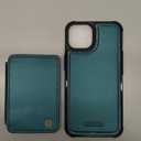 Compatible with Magsafe for iPhone 14 Wallet Case Magnetic Card Holder, RFID Blocking 2 in 1 Detachable Kickstand Shockproof Case for Women Men, Bluish Green