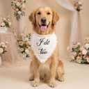 Two Tails I Do Too Wedding Dog Bandana, Tie-on Pet Scarf for Boy or Girl Dogs and Puppies, Wedding Dog Accessories, Engagement Gift, or Photo Prop, Breathable Linen and Viscose Fabric, Size Large