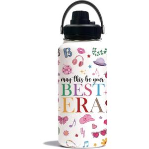 May This Be Your Best Era Themed Gifts Water Bottle 32oz, Music Lovers Gifts for Women Friendship Tumbler, Mother's Day Birthday Graduation Gift for Mom Sisters Girls Nurse