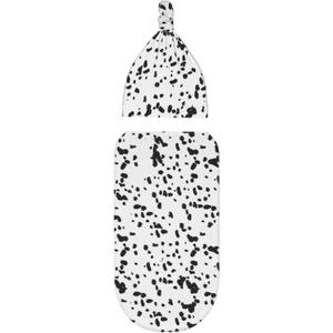 Dalmatian Dog Print Black Spot Newborn Swaddle Blanket With Hat Set Baby Stuff Receiving Blankets Soft Transition Sleep Sacks Gifts For Infant Boys Girls (One Size)