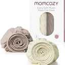 Momcozy Muslin Fitted Mini Crib Sheets, 38"x26", 2 Pack Soft Breathable Natural Cotton Baby Mattress Sheet, 360° Mattress Wrapping No Slip Boys Girls Neutral Toddler Bed Sheet, Beige Coffee Red
