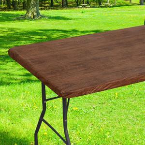 Smiry Rectangle Table Cloth Cover, Waterproof Elastic Fitted Picnic Tablecloth for 4 Foot Tables, Wipeable Flannel Backed Vinyl Tablecloths for Camping, Dining, Outdoor (Brown, 24" x 48")