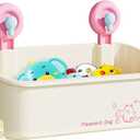Bath Toy Storage - Wall Mounted Bath Toy Holder with Suction Cup, Quick Drain Large Capacity Bathtub Toy Storage for Bathroom (Pink)