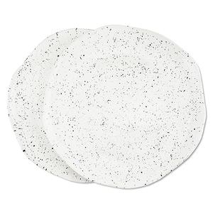 Roro Handmade Glossy White Speckled 10.5 In Dinner Plates - Set of 2, Artisanal tableware for entree