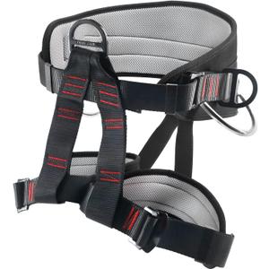 NewDoar Climbing Harness, Mountaineering Rock Climbing Harness, Half Body Harness for Rappelling Fire Rescuing Tree Climbing (Upgrade Black)