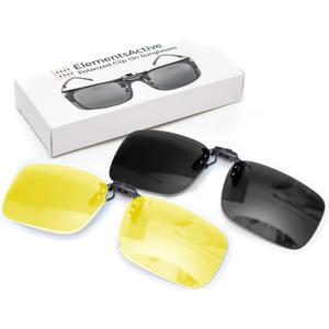 Polarized Clip-On Sunglasses for Driving, UV Protection, Flip-Up Sunny and Low Light Combo Set, Slim Clip Design