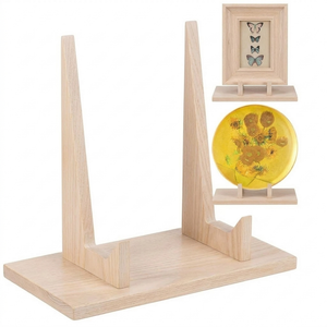 RattanView 1 Pcs Wood Plate Stand for Display 9 Inch Plate Holder Display Frame Picture Photo Card Tabletop Decorative Stand