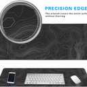 Minimalist Topographic Map Mouse Pad - Contour Extended Large Stitch Edge Mousepad Black & White Non-Slip Gaming Desk Mat 31.5x11.8inch