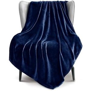 Exclusivo Mezcla Extra Large Fleece Throw Blanket for Couch, Sofa, 300GSM Super Soft and Warm Blankets, Navy Blue Throw All Season Use, Cozy, Plush, Lightweight, 50x70 Inches