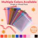 Crweety 100 Pcs 6x9 Inch White Organza Bags, Large Mesh Gift Bags for Crafts Soap Easter Candy, Jewelry Treat Mesh Bag Drawstring for Easter Gifts Wedding Party Favors Baby Shower