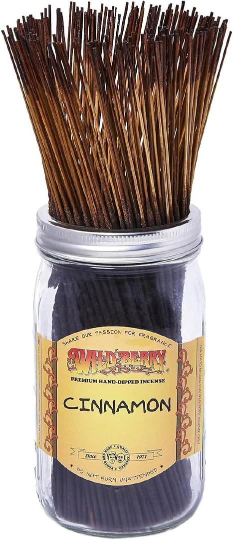 Wild Berry Incense Sticks - Cinnamon - Spicy and Warm Cinnamon Scent - Hand Dipped in the USA (100 Count)