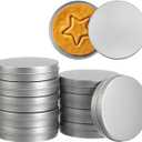 PRETYZOOM Candy Storage Box Set - 10 Pcs Round Metal Tins with Lids for Snacks Cookies Candies Christmas Party Favors Kitchen and Office Use 3.54 X 3.54 X 0.78 Inch Silver
