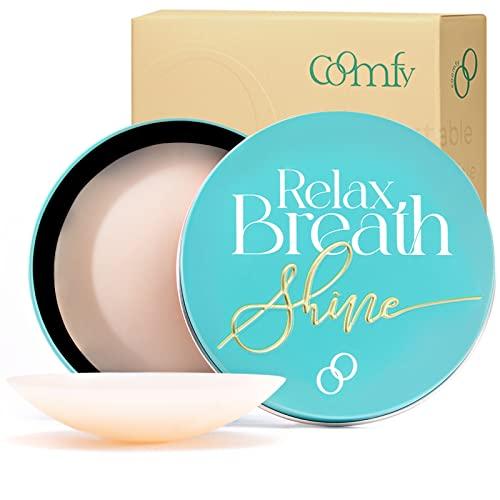 COOMFY Silicone Nipple Covers for Women Reusable Sticky Breast Petals With Travel Case, Fashion tapes and Silicone wash sheets. Nipple Coverings Nipple Pasties thin, Deluxe Kit Champagne