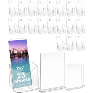 23 Pack Acrylic Brochure and Card Holder Stand, 4x9 Inch Clear Brochure Holder Stand with Heavy Base for Tabletop, Counter, Desk, Flyers, Menus, Postcards, acrylic brochure holder for Office, Restaurant, Retail