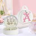 Travel Jewelry Case Organizer for Women  Small Portable Jewelry Box for Rings, Earrings, Necklaces  Personalized Initial Jewelry Holder with Bow Design, Mini Jewelry Storage Gift