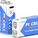 PKCELL USB Rechargeable 9V Batteries, 2 Count 500mAh 9 Volt Lithium Battery with 2 in 1 Charge Cable for Smoke Alarms, Microphones, Walkie-Talkie, Toys