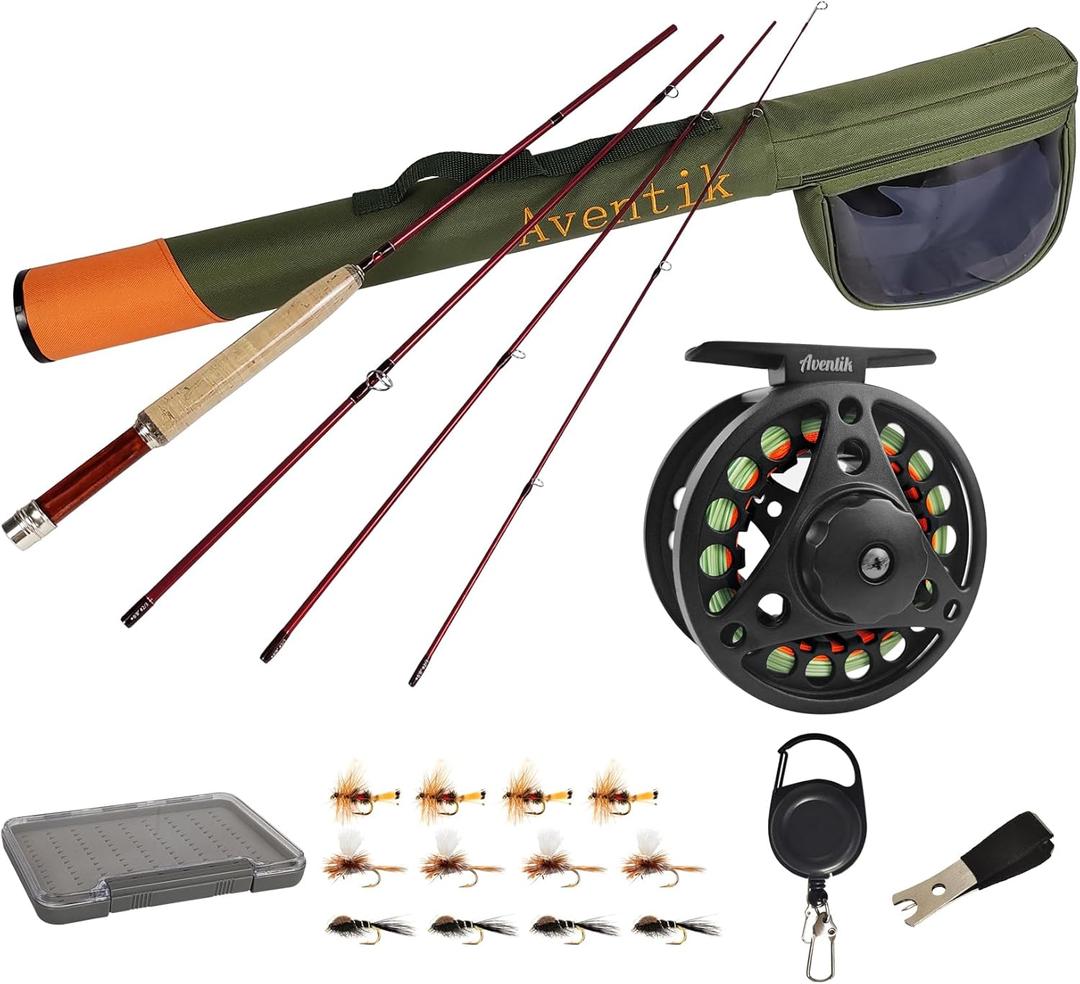 Aventik Extreme Fly Fishing Combo Kit 0/1/2/3/4/5/6 Weight Starter Fly Fishing Rod and Reel Kit Outfit with One Travel Case(6'1'' LW0/1 Fly Rod Kit)