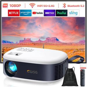 Mini Projector with WiFi and Bluetooth, 1080P/4K Supported Movie Projector with 5G WiFi 6, USB-C Fast Charging | Portable Projector for Bedroom, Small Projector Wide Compatible, (Navy Blue)