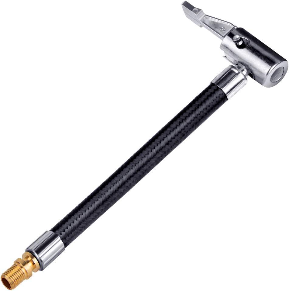 Tire Inflator Hose Adapter for Twist On Convert to Lock On Connection, with All Metal Lock On Air Chuck and Air Hose and Tire Schrader Valve Fine Thread