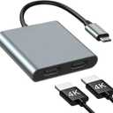 USB C to Dual HDMI Adapter, with 2 4K@60Hz HDMI Docking Station, Type C to HD Splitter for 2 Monitors, Suitable for MacBook Air/Pro, Dell, HP, Lenovo, Chromebook, Surface USB Type C Laptops
