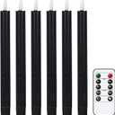 GenSwin Flameless Black Taper Candles Flickering with 10-Key Remote, Battery Operated Led Warm 3D Wick Light Window Candles Real Wax Pack of 6, Christmas Home Wedding Decor(0.78 X 9.64 Inch)
