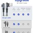 sweguard iPhone 17 Charger USB to Type C Cable 90 Degree [2-Pack,6.6FT] Fast Charging Cord for iPhone 17 16 15 Pro Max Plus Samsung Galaxy S25 S24 S23 S22 S21 S20 A54 A15 Note Flip LG Pixel Moto (Grey)