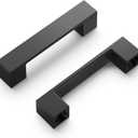 Hickory Hardware 10 Pack Kitchen Cabinet Handles, Low Profile Drawer Pulls for Doors & Dresser Drawers, Hardware for Bathroom, 3" Hole Center, Matte Blac