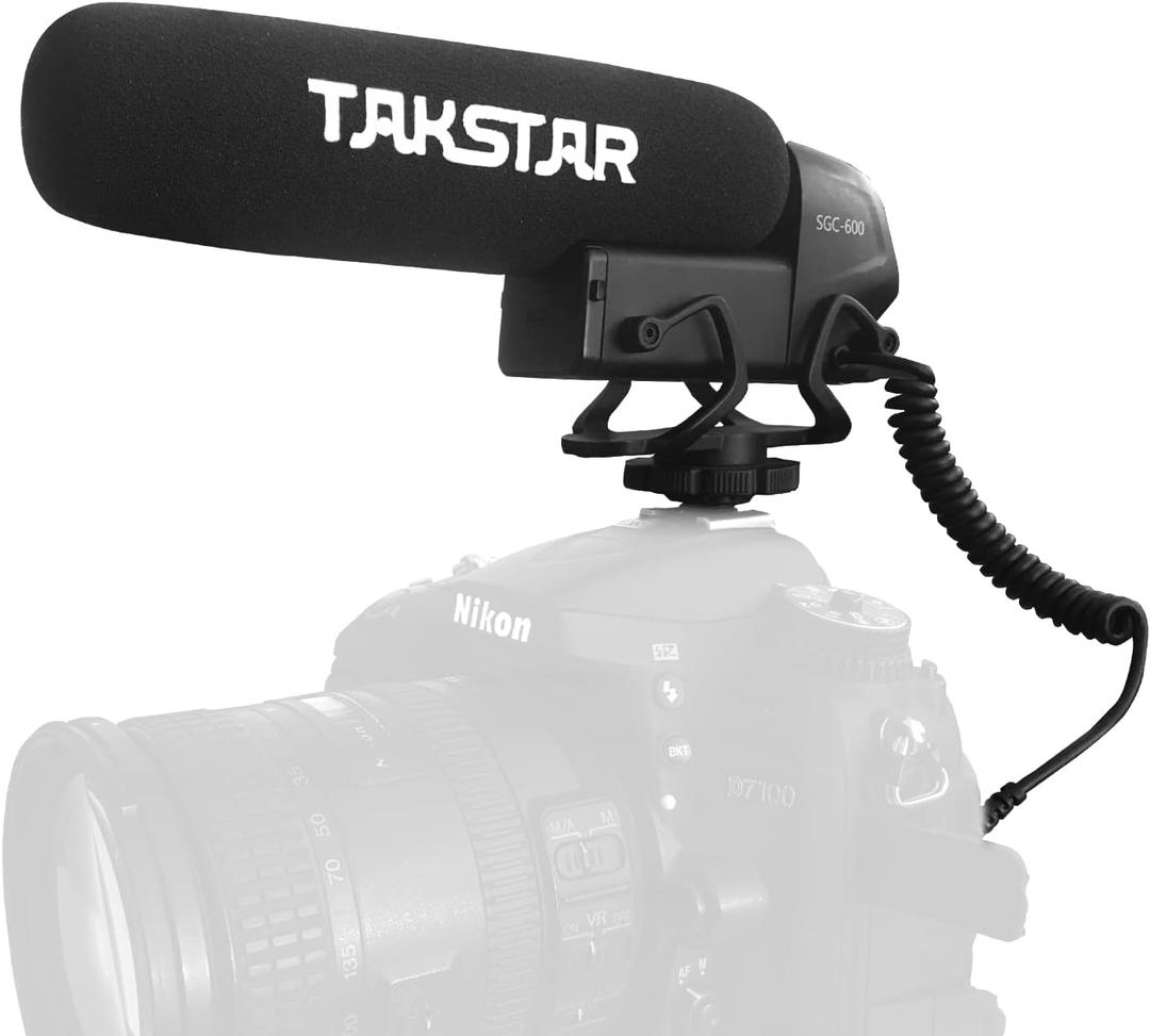 TAKSTAR Camera Shotgun Microphone, SGC-600 Video Microphone for iPhone, Android Phone, Canon/Nikon/Sony Camera&Camcorder, 3.5mm Video Mic with Shock Mount, Windscreen for YouTube Vlog