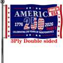 Jayus Double Sided 250th Anniversary American USA Flags 5x8 Outdoor- Vivid Colors 3Ply 1776-2026 250 Years Birthday Patriotic Flags Banners- Heavy Duty 100% Polyester with 3 Brass Grommets
