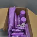 JHDZDHY 404 Pieces Disposable Plastic Dinnerware Set, Plastic Cutlery Set Includes 50 Of Each Dinner Plates|Dessert Plates|Cups|Napkins|Straws|Spoons, Forks & Knives (Lavender, 404PCS（50 Guests）)